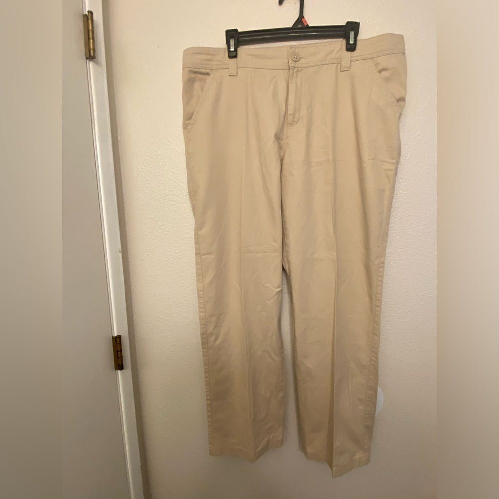 Columbia Tan Flat Front Chino Khaki work pants casual 100% cotton Mens 38x32